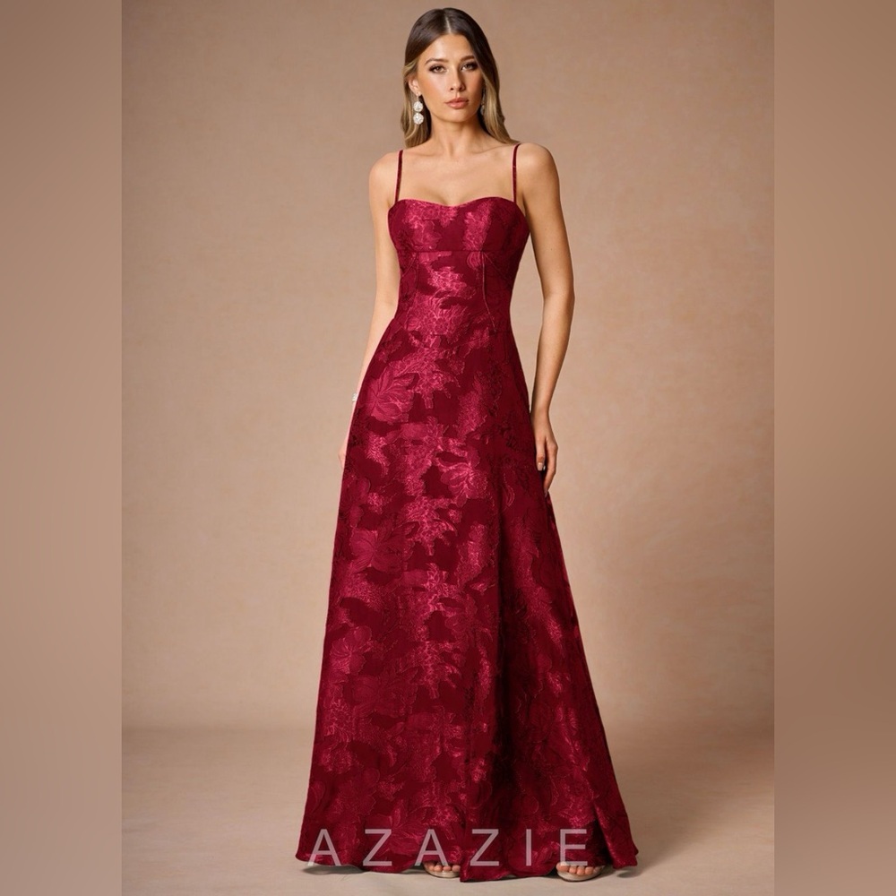 Azazie Ruby Red Floral Maxi Dress